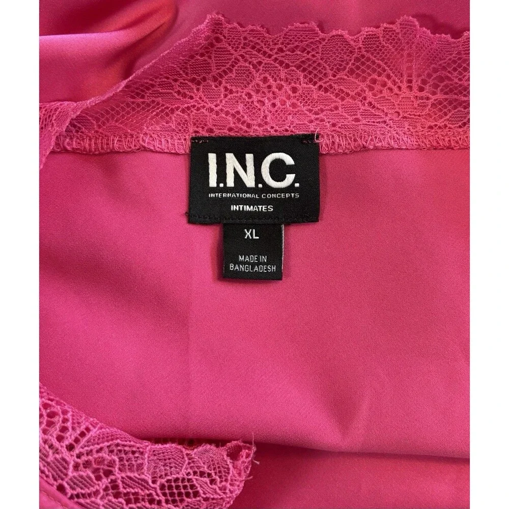 Y2K Barbiecore Satin Lace Trim Slip Chemise Nightgown Hot Pink XL NWT